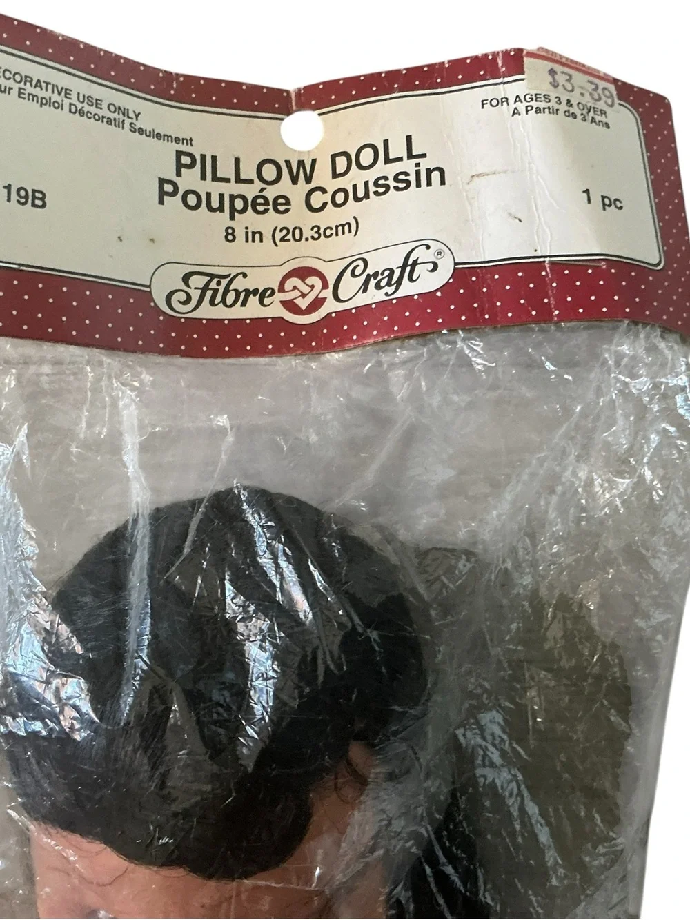 Vintage 1988 fibre craft 8-inch pillow doll brown eyes brown hair
